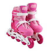 Patins Infantil para Criança com Led 4 Rodas In Line Tri Line Feminino 32 35 Rosa