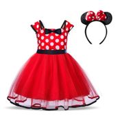 Vestido Fantasia Minnie Vermelho Com Tiara