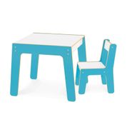 Kit Mesa e Cadeira Infantil de Madeira - Azul