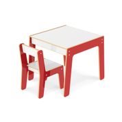 Kit Mesa e Cadeira Infantil de Madeira - Vermelha