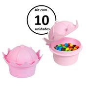 Kit 10 Potes de Lembrança Coroa Princesa p/ Festa Infantil Aniversário Rosa