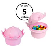 Kit 5 Pote de Lembrança Coroa Princesa p/ Festa Infantil Aniversário Rosa