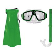 Kit Mergulho Infantil Snorkel e Pé de Pato Máscara Verde Art Sport