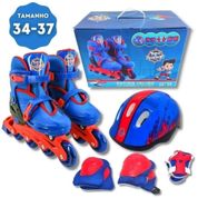 Patins Infantil 4 Rodas Inline Criança Menino Masculino Azul