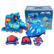 Patins 3 Em 1 In Line Infantil 30-33 + Proteção Menino Azul