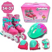 Patins Infantil 4 Rodas Inline Menina Criança Feminino Rosa