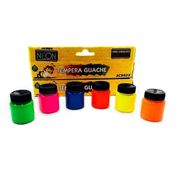 Tinta Tempera Guache 6 Cores Neon 15ml Escolar Acrilex