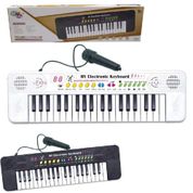 TECLADO INFANTIL PIANO COM MICROFONE GRAVADOR KARAOKE 37 TECLAS MUSICAL ESTILO PROFISSIONAL Branco