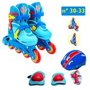Roller Patins Infantil Ajustavel 30-33 + Kit de Proteção
