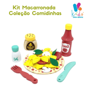 Kit Macarronada Coleção Comidinhas Brinquedo Madeira Lúdico