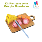 Kit Frios para corte Coleção Comidinhas Brinquedo Madeira Lúdico