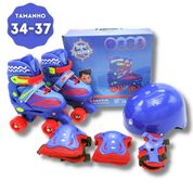 Patins Com Kit Proteção - Roller Infantil Quad 4 Rodas 34-37