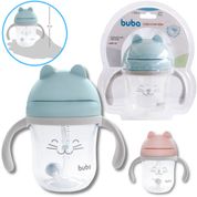 Copo Infantil Gatinho Alça Removível e Canudo 220 ml - Buba