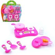 KIT UTENSÍLIOS E ACESSORIOS COM FOGÃO COZINHA ROSA INFANTIL