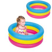 PISCINA INFLAVEL 3 ANEIS 88L MENINO MENINA COLORIDA PRAIA