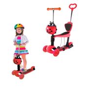 PATINETE PASSEIO SUPORTA 60KG JOANINHA AJUSTAVEL VERMELHO