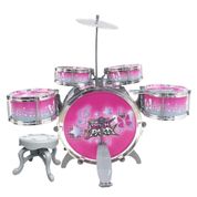 BATERIA COMPLETO BANQUINHO BRINQUEDO MUSICAL ROCK PARTY ROSA