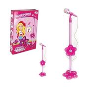 BRINQUEDO MUSICAL MICROFONE INFANTIL PEDESTAL KARAOKE ROSA