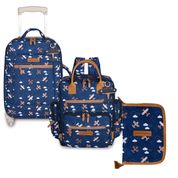 Kit com 3 Bolsas - Rodinha + Urban + Porta Carteira Vacinação - Avião Azul Marinho - Masterbag