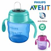 Copo Infantil Easy Sip Azul ou Rosa Philips Avent 200mL +6 Meses Livre BPA Presente Menino Menina Phillips Original NFe