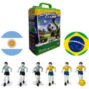 Jogo Futebol Club Brasil x Argentina Mundial Seleções Na Maleta Com Jogadores Pintados Original Gulliver Presente Menino