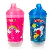 Copo Pisca-pisca Térmico Bico Rígido Nûby 300ml Azul e Rosa