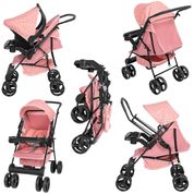 Carrinho com Bebê Conforto Solare Rosa Tutti Baby + Brinde