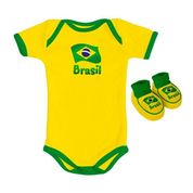 Kit Body e Pantufa Brasil Torcida Baby