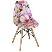 Cadeira Eiffel Charles Eames Estofada Princesas Rosa F01 Base Madeira - Mpozenato