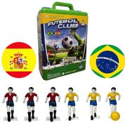 Jogo Futebol Club Brasil x Espanha Mundial Seleções Maleta Jogadores Pintados Original Gulliver Brinquedo Presente