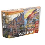 Quebra Cabeça Puzzle 2 X 500 Peças - Duplo Passeio pela Europa - Grow 03967