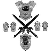 Kit Guerreiro Medieval Infantil Armadura c/ Espadas Punho Peito e Escudo