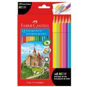 Lapis De Cor Com 12 Cores + 6 Cores Neon Faber Castell