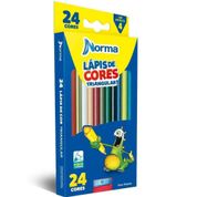 Lapis De Cor Triangular Com 24 Cores + Apontador Norma