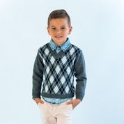 Blusa de Tricô com Losangos Kids Cinza Escuro