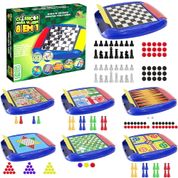 Jogos Clássicos para Viagem Família 8 em 1 Xadrez Gamão Damas Ludo Art brink