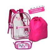 KIT MOCHILA E ESTOJO TRANSPARENTE OFICIAL LULUCA LU3194 ROSA