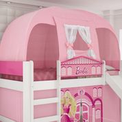 Cabana Superior para Camas Infantis Play - Rosa com Cortina Branca - Pura Magia