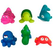 Brinquedo Para Bebês Amiguinhos do Banho Com 6 Bichinhos Presente Crianças +6 Meses Pura Diversão