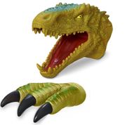 Kit Fantoche Dinossauro T-rex 1 Cabeça + 1 Mão Garra 2 Peças cor:verde