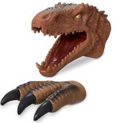 Kit Fantoche Dinossauro T-rex 1 Cabeça + 1 Mão Garra 2 Peças cor:marrom