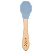 Colher de Bambu e Silicone Azul Clingo