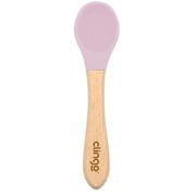 Colher de Bambu e Silicone Rosa Clingo