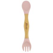 Talher Duplo de Bambu e Silicone Rosa Clingo