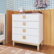 Cômoda Infantil Gaveteiro Grande Organizador Decoração 80 cm 4 Gavetas Quarto Branco