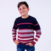 Blusa de Tricô Listrada Kids Azul