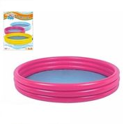 PISCINA INFANTIL INFLAVEL COLORIDA REDONDA 3 ANEIS 99L CRIANCAS ROSA