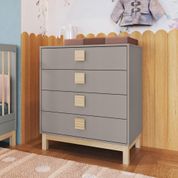 Cômoda Infantil Gaveteiro Grande Organizador Decoração 80 cm 4 Gavetas Quarto Cinza