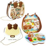 Mini Maletinha Infantil Bolsa Viagem Kit Cozinha Marrom 21Pc