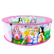 PISCINA DE BOLINHAS PRINCESAS CASTELO ROSA INFANTIL  COM BOLSA PARA TRANSPORTE